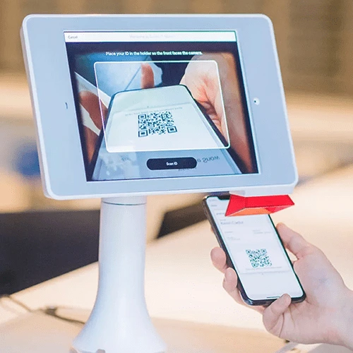 Visitor Check-In Via QR Code Access Tablet